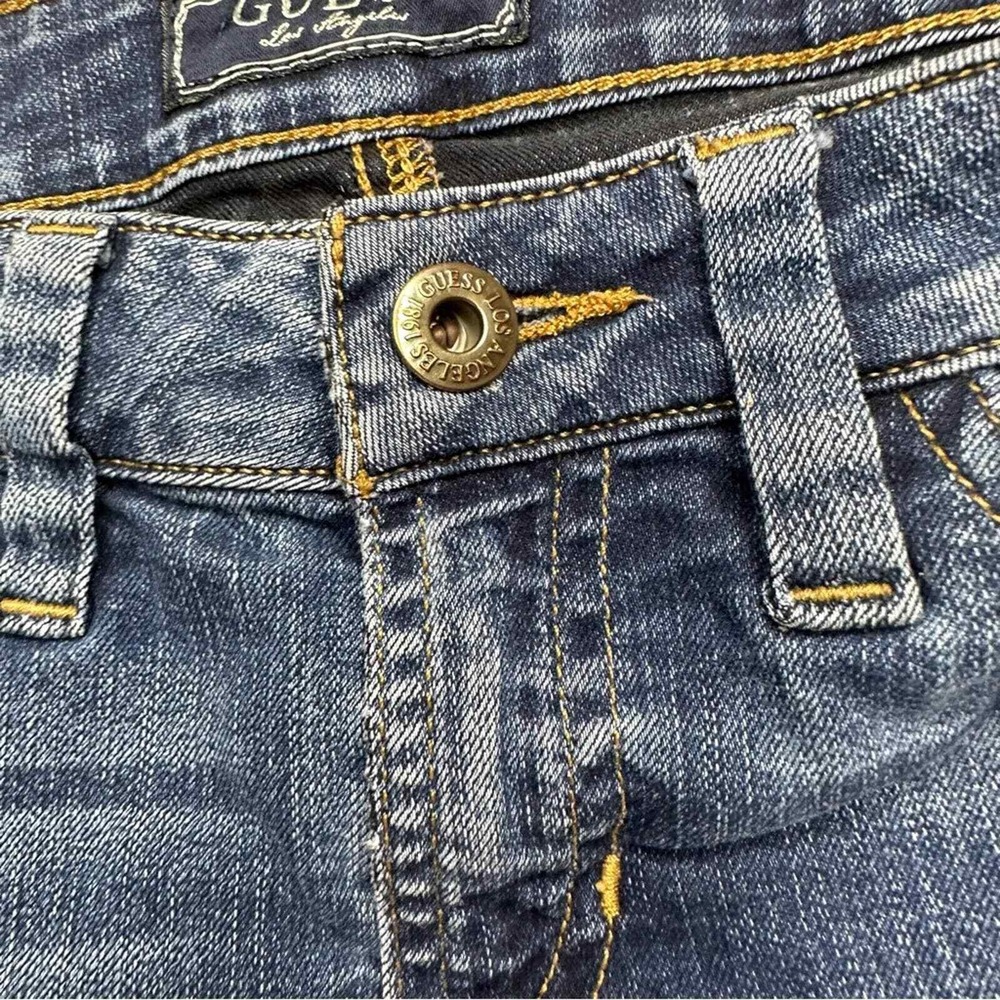 Guess Brittney Skinny Blue Denim Cutoff Jean Shorts Women's Size 27 Long Bermuda - Picture 5 of 12